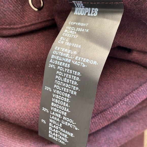 The Kooples Men’s Burgundy Wool Blend Slim Fit Button Down Shirt Classic Collar - Picture 4 of 6